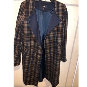 H&M Navy and Yellow plaid jacket